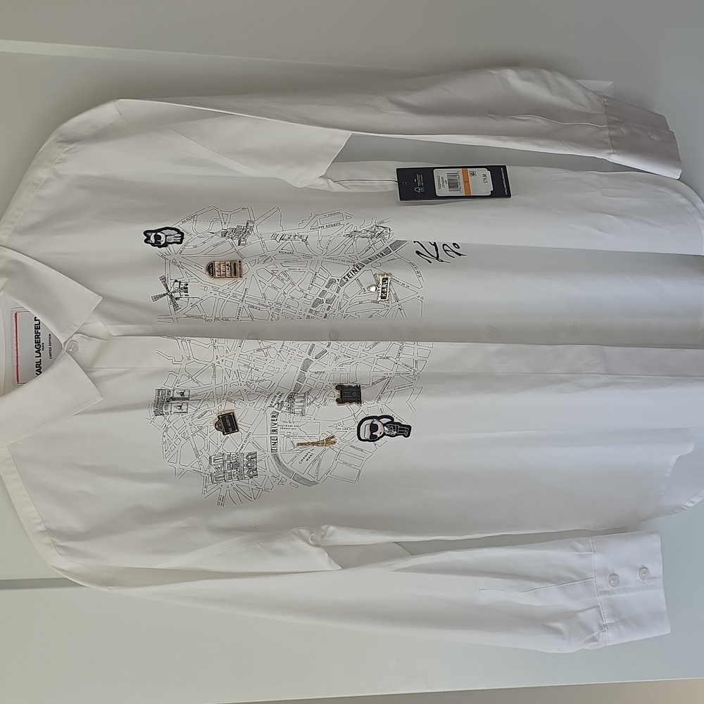 Karl Lagerfeld White Limited Edition Women's Shirt S - KARL'S PARIS Map